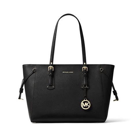 michael kors voyager medium leather tote black